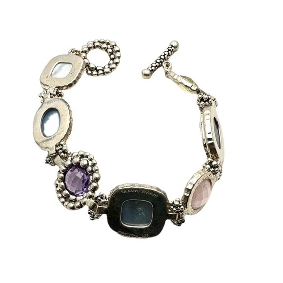 Michael Dawkins Sterling Silver Multi Gemstone 7.5 Inch Bracelet 44 Grams - Picture 2 of 2